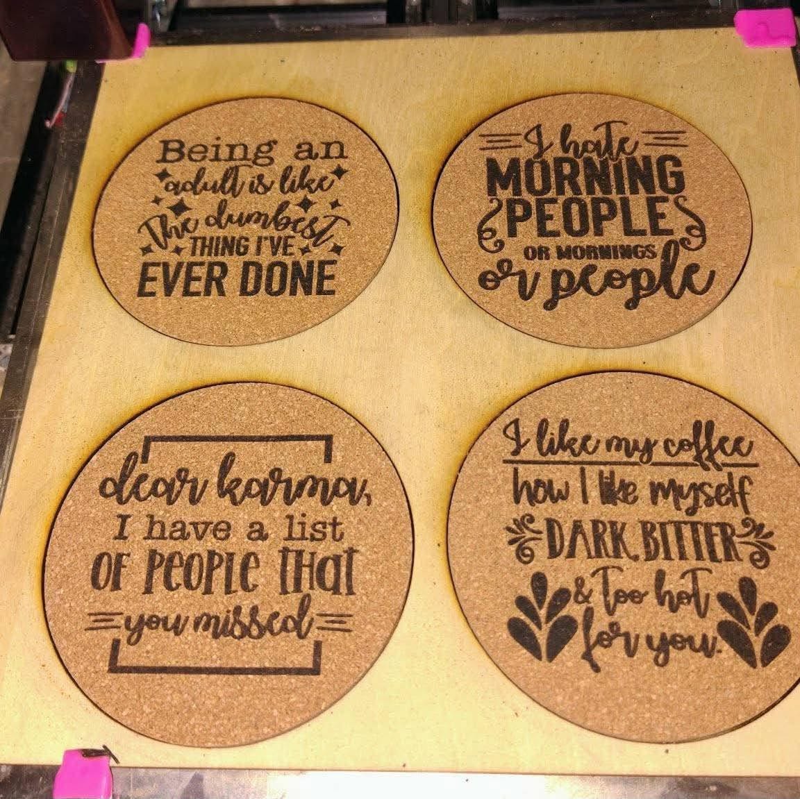 Custom Engraved Cork Coasters